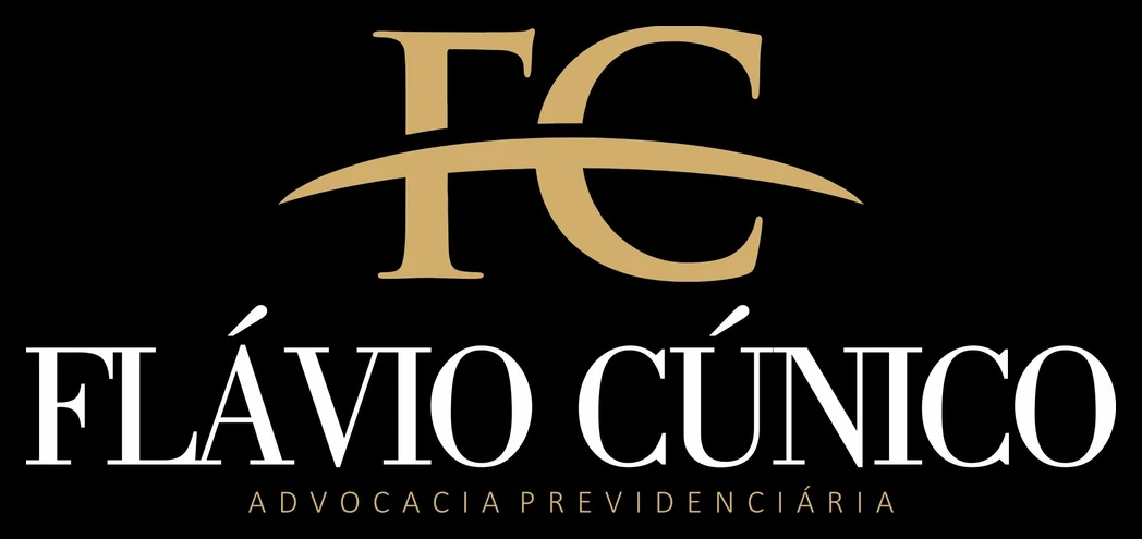 Logo Flávio Cúnico Advocacia Previdenciária: monograma FC dourado